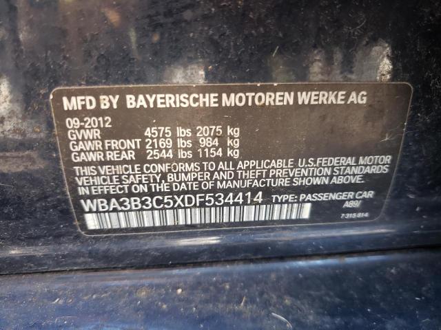 WBA3B3C5XDF534414 - 2013 BMW 328 XI BLUE photo 12