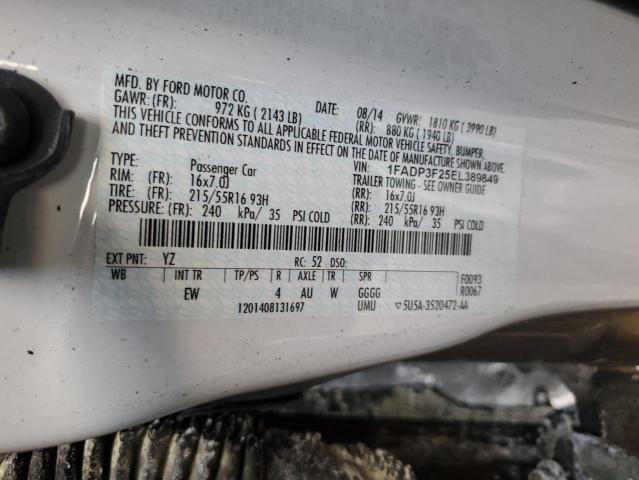 1FADP3F25EL389849 - 2014 FORD FOCUS SE WHITE photo 12