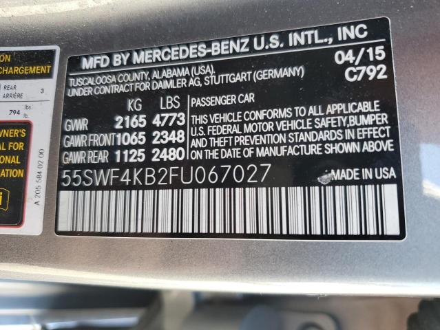 55SWF4KB2FU067027 - 2015 MERCEDES-BENZ C 300 4MATIC SILVER photo 12