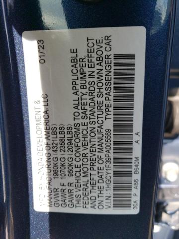 1HGCY1F39PA005569 - 2023 HONDA ACCORD EX BLUE photo 12