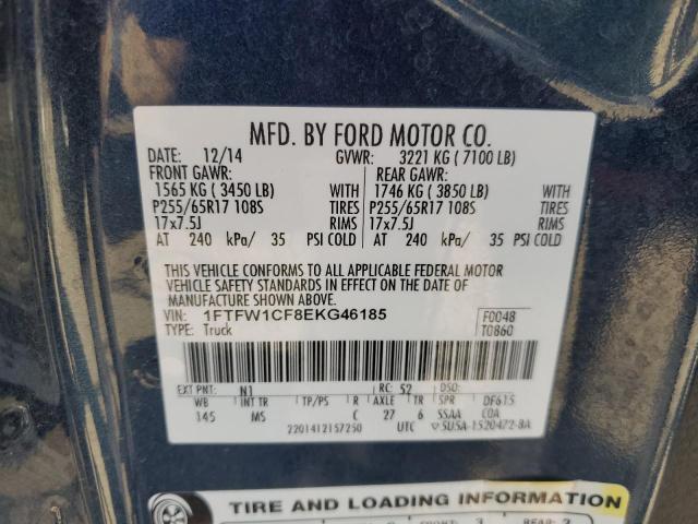 1FTFW1CF8EKG46185 - 2014 FORD F150 SUPERCREW BLUE photo 12