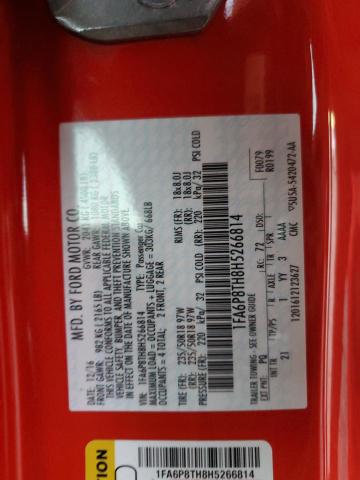 1FA6P8TH8H5266814 - 2017 FORD MUSTANG RED photo 12