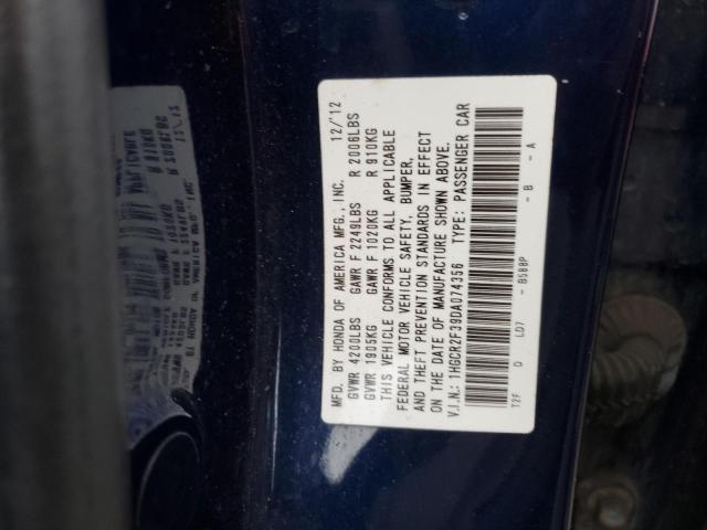 1HGCR2F39DA074356 - 2013 HONDA ACCORD LX BLUE photo 12