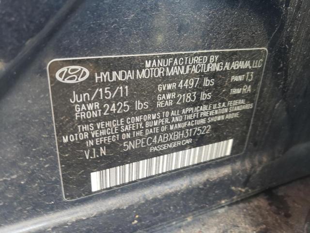 5NPEC4ABXBH317522 - 2011 HYUNDAI SONATA SE CHARCOAL photo 12