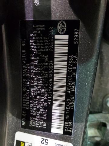 4T1G11AK3RU890934 - 2024 TOYOTA CAMRY SE NIGHT SHADE GRAY photo 13