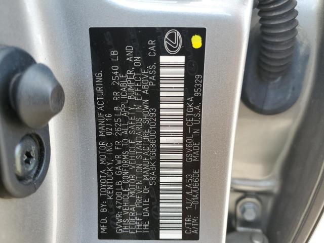 58ABK1GG8GU010293 - 2016 LEXUS ES 350 SILVER photo 12