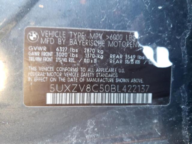 5UXZV8C50BL422137 - 2011 BMW X5 XDRIVE50I GRAY photo 13