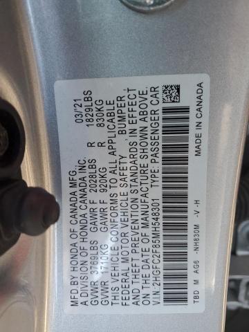 2HGFC2F85MH548301 - 2021 HONDA CIVIC SPORT Gümüş foto 12