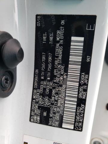 JTEBU5JR0J5603098 - 2018 TOYOTA 4RUNNER SR5/SR5 PREMIUM თეთრი ფოტო 13