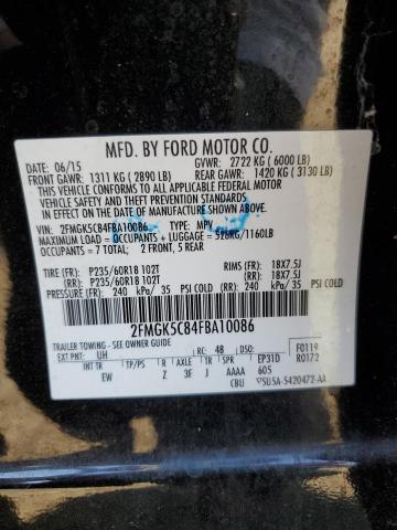 2FMGK5C84FBA10086 - 2015 FORD FLEX SEL BLACK photo 14