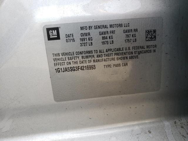 1G1JA5SG3F4216993 - 2015 CHEVROLET SONIC LS 银色 照片 12