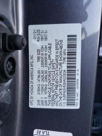 5J6RW2H53MA003034 - 2021 HONDA CR-V EX GRAY photo 13