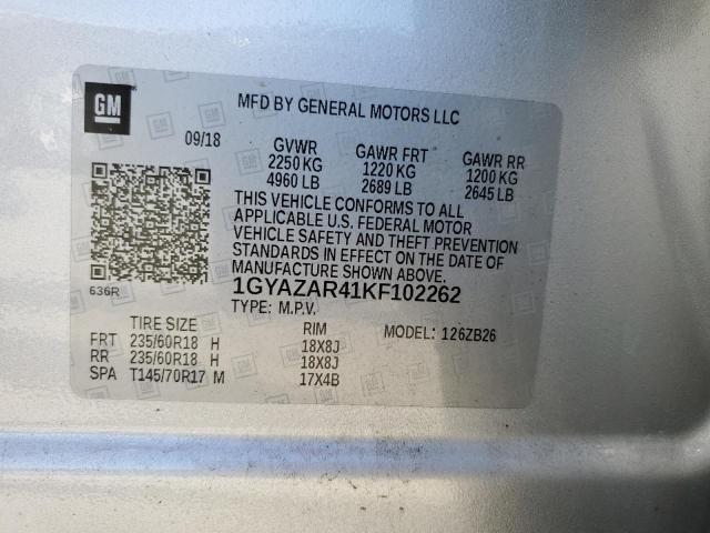 1GYAZAR41KF102262 - 2019 CADILLAC XT4 LUXURY SILVER photo 13