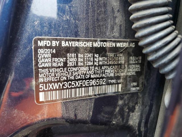 5UXWY3C5XF0E96592 - 2015 BMW X3 XDRIVE28D BLUE photo 13