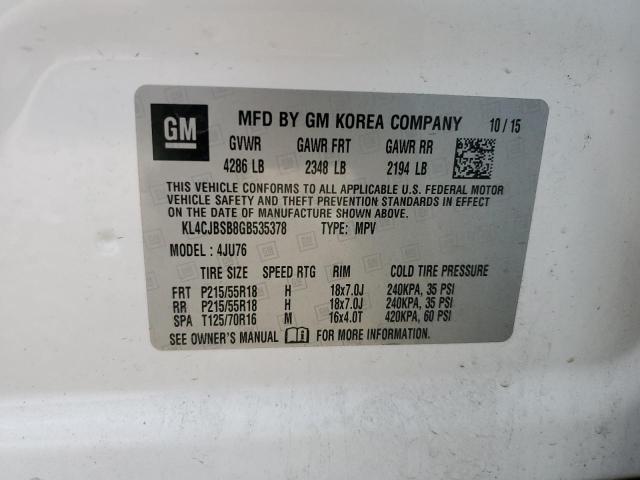 KL4CJBSB8GB535378 - 2016 BUICK ENCORE CONVENIENCE 白色 照片 13