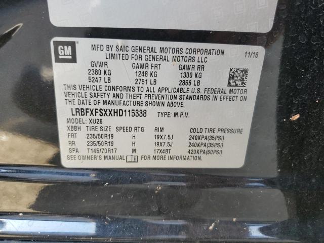 LRBFXFSXXHD115338 - 2017 BUICK ENVISION PREMIUM II BLACK photo 13