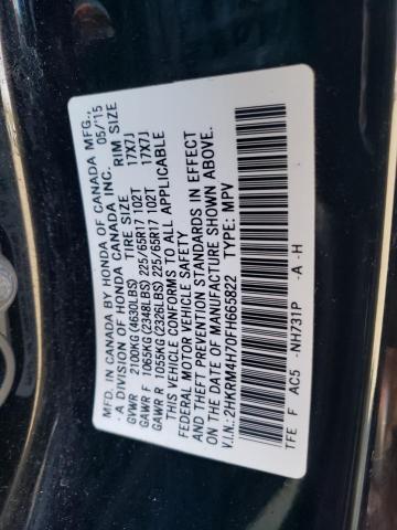 2HKRM4H70FH665822 - 2015 HONDA CR-V EXL BLACK photo 12