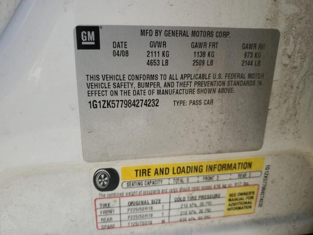 1G1ZK577984274232 - 2008 CHEVROLET MALIBU LTZ თეთრი ფოტო 12