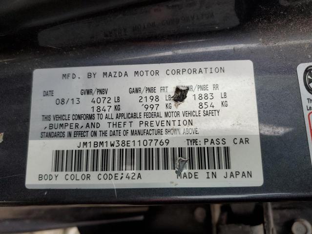 JM1BM1W38E1107769 - 2014 MAZDA 3 GRAND TOURING GRAY photo 13