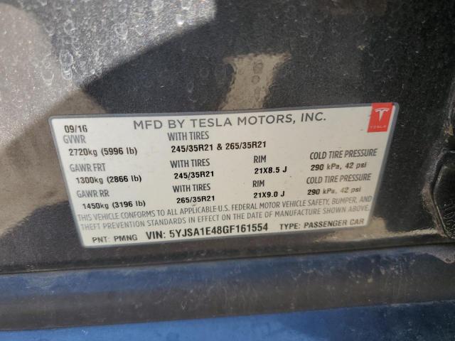 5YJSA1E48GF161554 - 2016 TESLA MODEL S BLUE photo 13