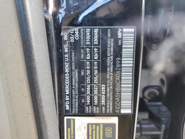 4JGDA5HB6CA062899 - 2012 MERCEDES-BENZ ML 350 4MATIC BLACK photo 12