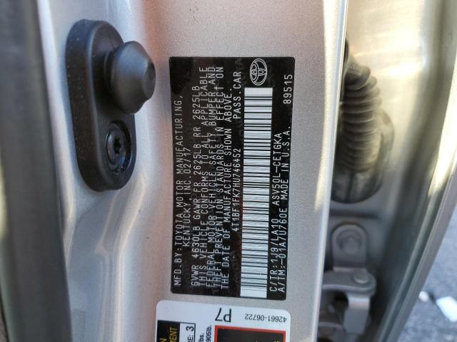 4T1BF1FK7HU746452 - 2017 TOYOTA CAMRY LE SILVER photo 12