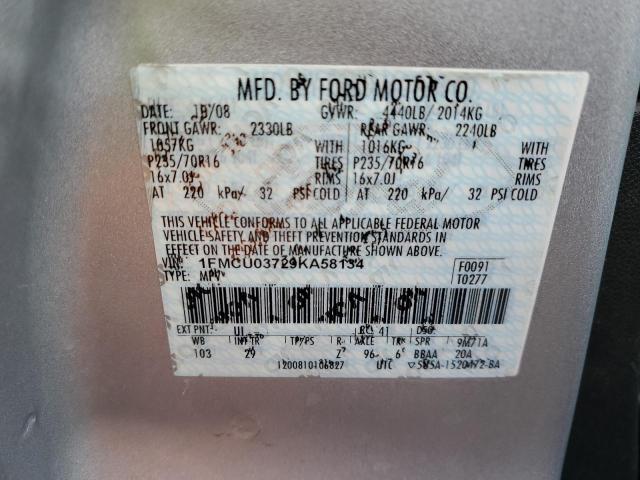 1FMCU03729KA58134 - 2009 FORD ESCAPE XLT SILVER photo 14