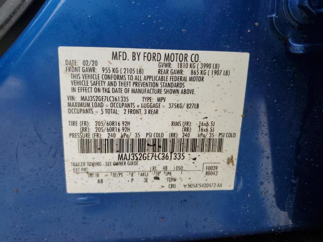 MAJ3S2GE7LC361335 - 2020 FORD ECOSPORT SE 蓝色 照片 14