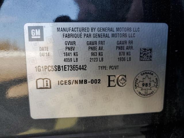 1G1PC5SB1E7365442 - 2014 CHEVROLET CRUZE LT BLACK photo 13