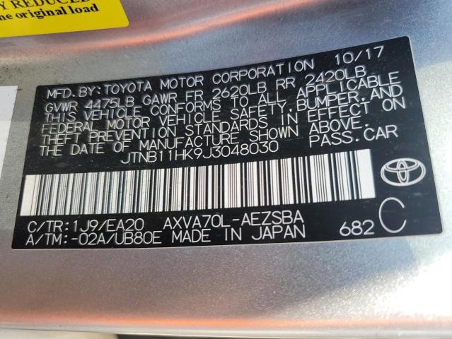 JTNB11HK9J3048030 - 2018 TOYOTA CAMRY L SILVER photo 12