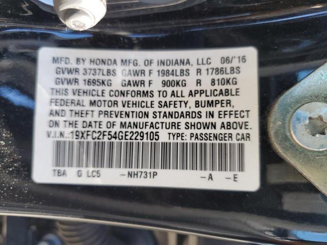 19XFC2F54GE229105 - 2016 HONDA CIVIC LX BLACK photo 12