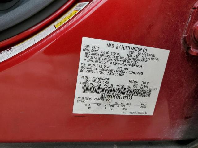 MAJ3P1TE4JC198593 - 2018 FORD ECOSPORT SE RED photo 13