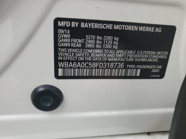 WBA6A0C58FD318736 - 2015 BMW 640 I GRAN COUPE WHITE photo 12