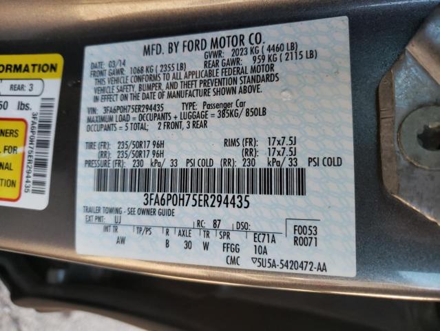 3FA6P0H75ER294435 - 2014 FORD FUSION SE GRAY photo 13