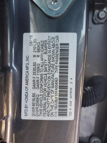 19UUB2F65KA004563 - 2019 ACURA TLX TECHNOLOGY GRAY photo 12