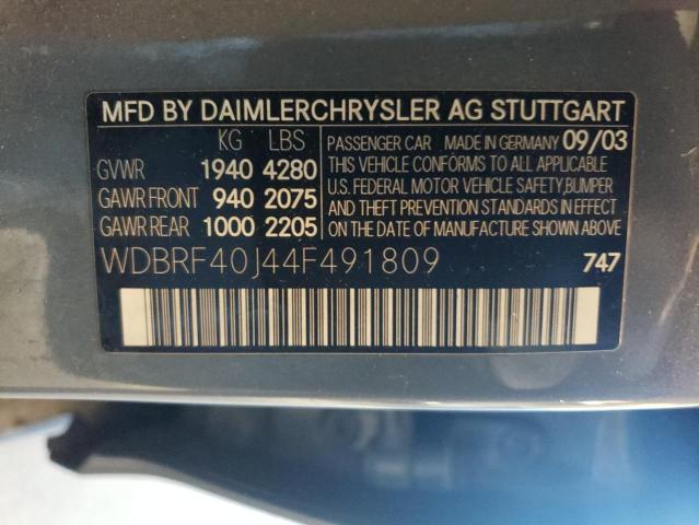 WDBRF40J44F491809 - 2004 MERCEDES-BENZ C 230K SPORT SEDAN GRAY photo 12