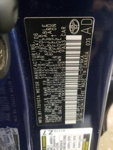 2T1KR32E96C601818 - 2006 TOYOTA COROLLA MA XR BLUE photo 13