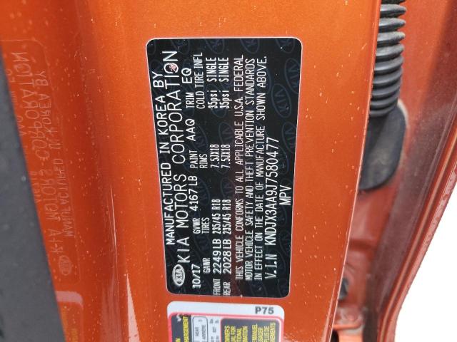 KNDJX3AA9J7580477 - 2018 KIA SOUL ! ORANGE photo 12