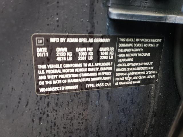 W04GN5EC1B1098995 - 2011 BUICK REGAL CXL BLACK photo 12