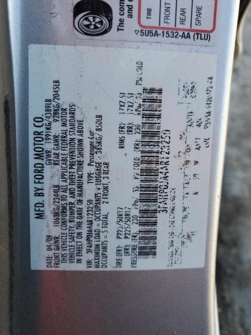 3FAHP0JA4AR123250 - 2010 FORD FUSION SEL SILVER photo 13