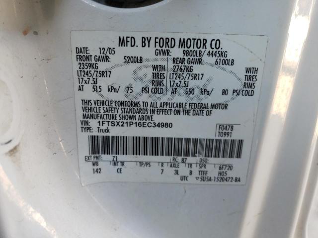 1FTSX21P16EC34980 - 2006 FORD F250 SUPER DUTY WHITE photo 12