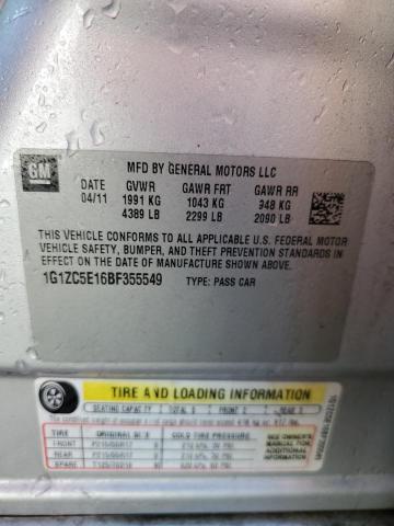 1G1ZC5E16BF355549 - 2011 CHEVROLET MALIBU 1LT 银色 照片 12