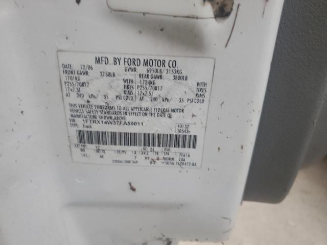1FTRX14W37FA59011 - 2007 FORD F150 أبيض صورة 13