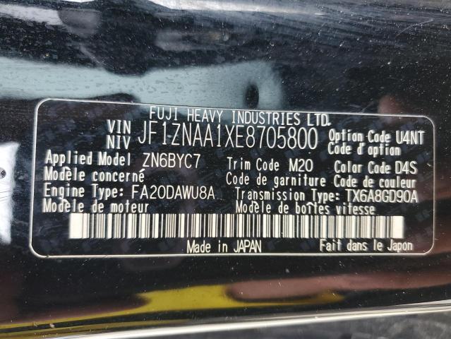 JF1ZNAA1XE8705800 - 2014 TOYOTA SCION FR-S შავი ფოტო 12