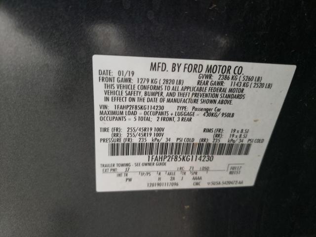 1FAHP2F85KG114230 - 2019 FORD TAURUS LIMITED GRAY photo 12