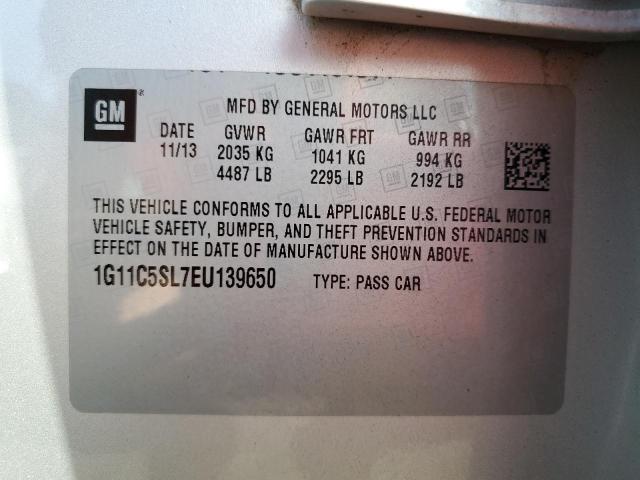 1G11C5SL7EU139650 - 2014 CHEVROLET MALIBU 1LT 银色 照片 12