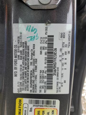 3FA6P0HD7FR238536 - 2015 FORD FUSION SE GRAY photo 12