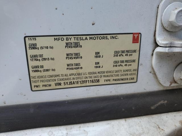 5YJSA1E12FF116338 - 2015 TESLA MODEL S WHITE photo 13