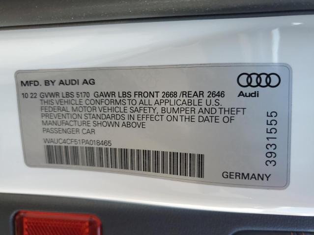 WAUC4CF51PA018465 - 2023 AUDI S5 PREMIUM PLUS თეთრი ფოტო 13