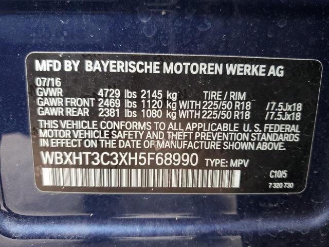 WBXHT3C3XH5F68990 - 2017 BMW X1 XDRIVE28I BLUE photo 13